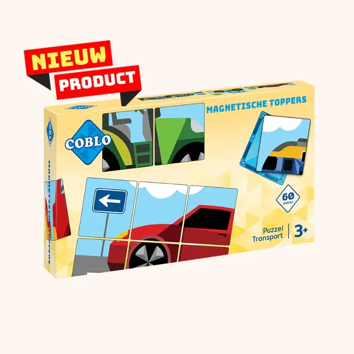 Coblo Magnetische tegels - Toppers puzzel transport -  60 stuks