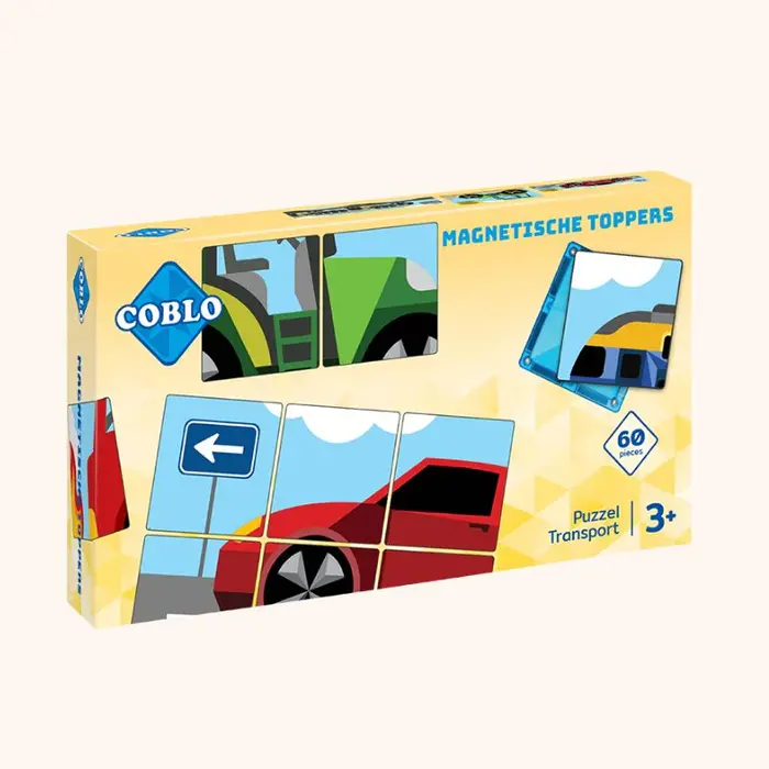 Coblo Magnetische tegels - Toppers puzzel transport -  60 stuks