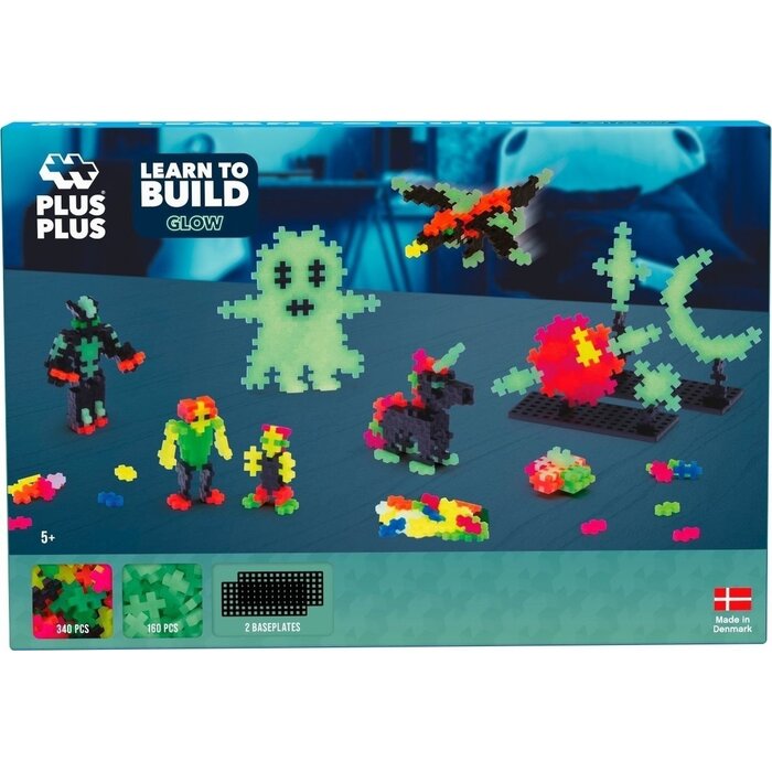 Plus-Plus Mini - learn to build, Glow - 500 stukjes met 2 bouwplaten