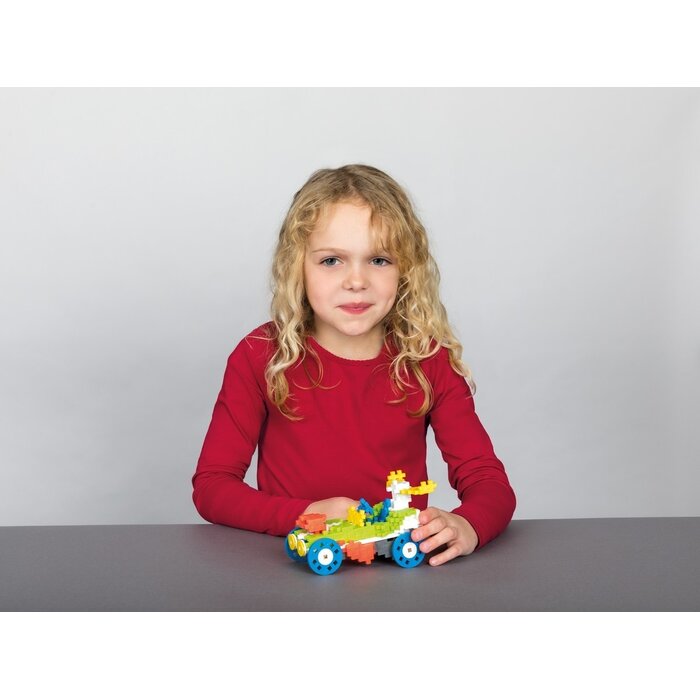 Plus-Plus Mini - learn to build, voertuigen - 500 stukjes met 9 wielen en 2 bouwplaten