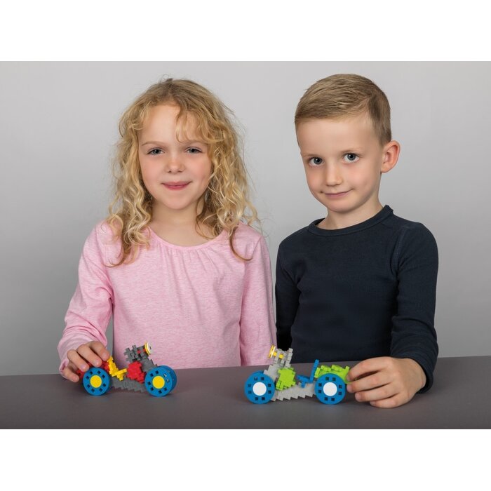 Plus-Plus Mini - learn to build, voertuigen - 500 stukjes met 9 wielen en 2 bouwplaten
