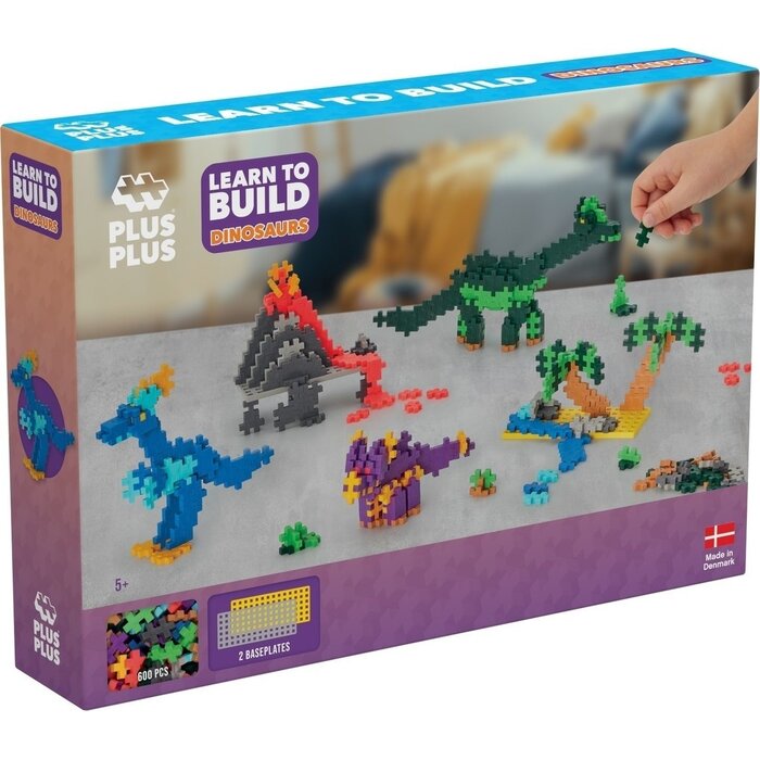 Plus-Plus Mini - learn to build, Dino's - 600 stuks met 2 bouwplaten