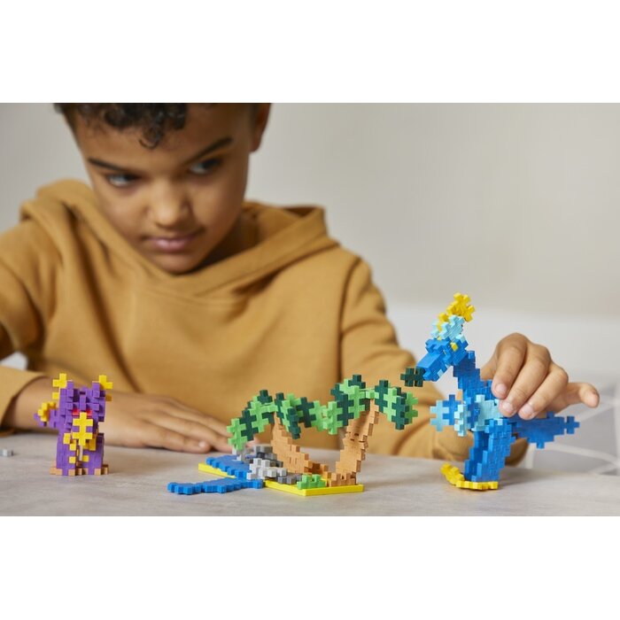 Plus-Plus Mini - learn to build, Dino's - 600 stuks met 2 bouwplaten
