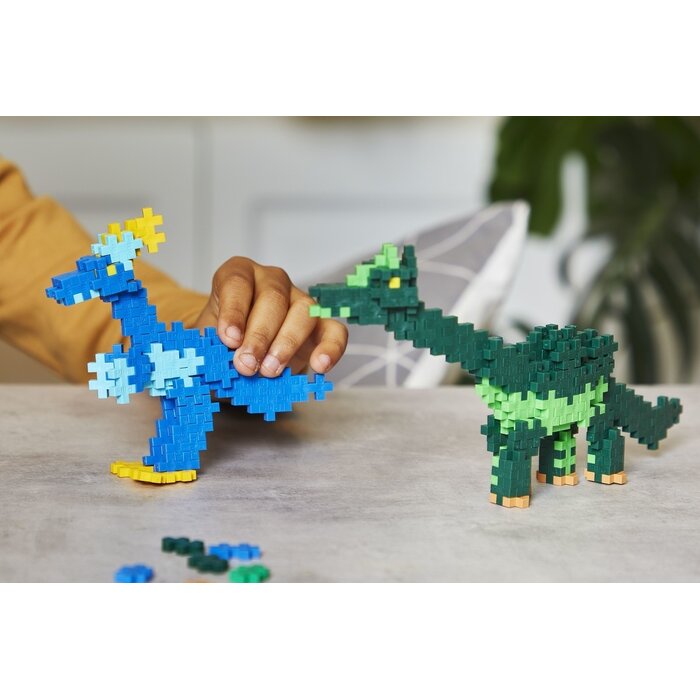 Plus-Plus Mini - learn to build, Dino's - 600 stuks met 2 bouwplaten