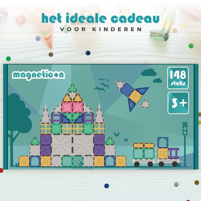 Magneticon Magnetische tegels - Pastel - 148 stuks