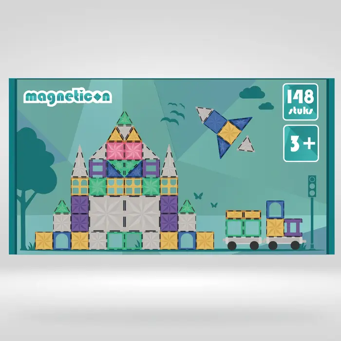 Magneticon Magnetische bouwtegels - pastel - 148 stuks