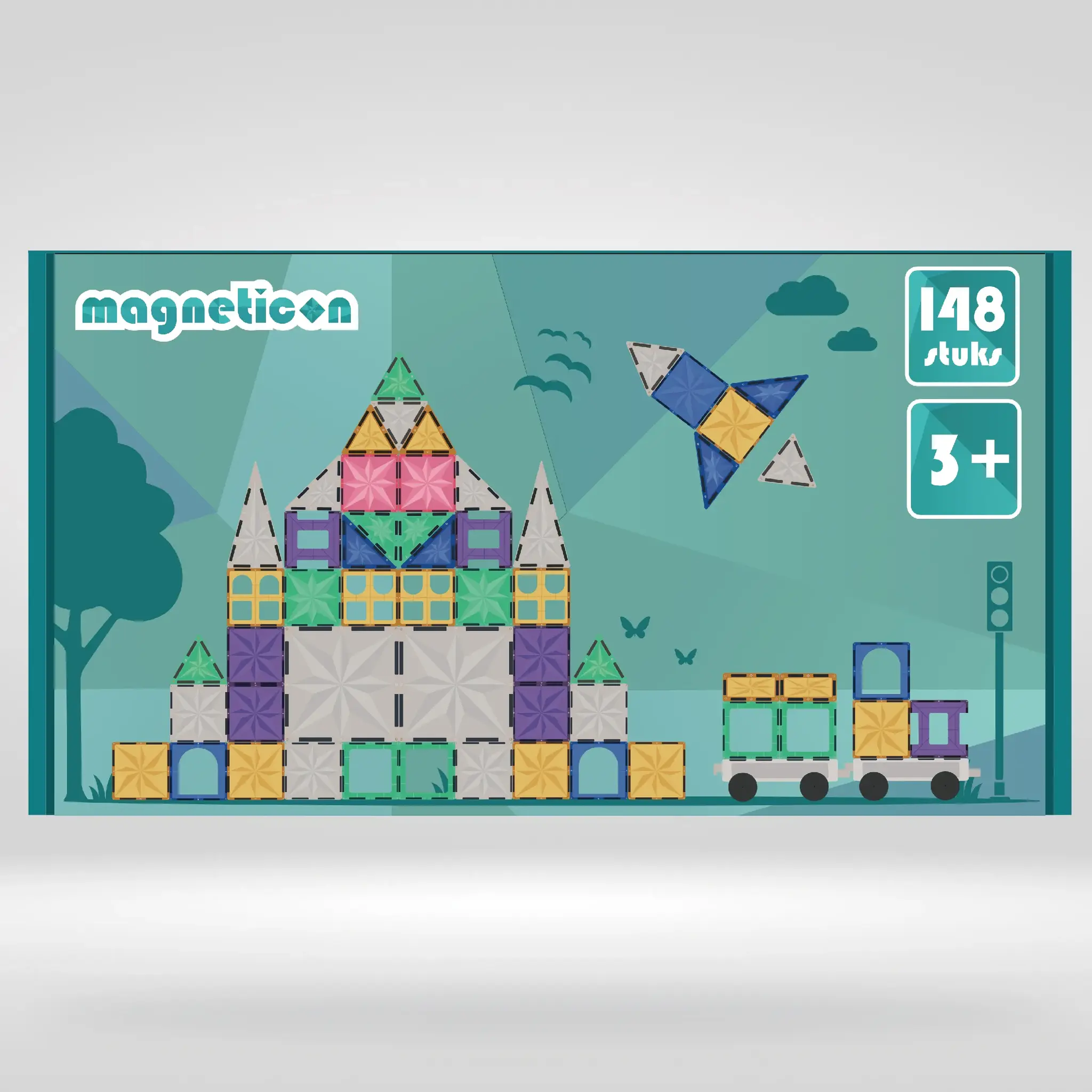 Magneticon Magnetische bouwtegels - pastel - 148 stuks
