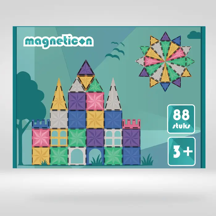 Magneticon Magnetische bouwtegels - pastel - 88 stuks
