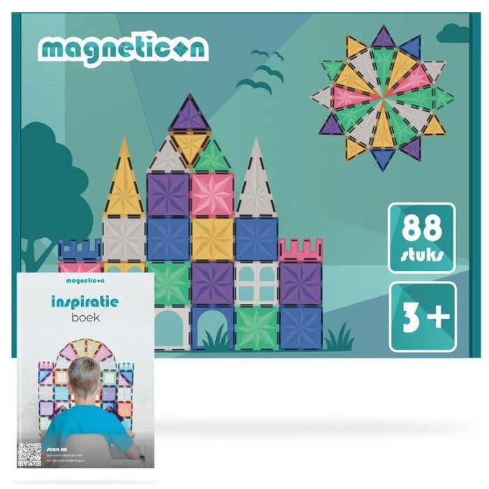 Magneticon Magnetische bouwtegels - pastel - 88 stuks