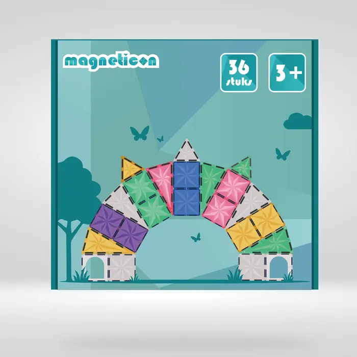 Magneticon Magnetische bouwtegels - pastel - 36 stuks