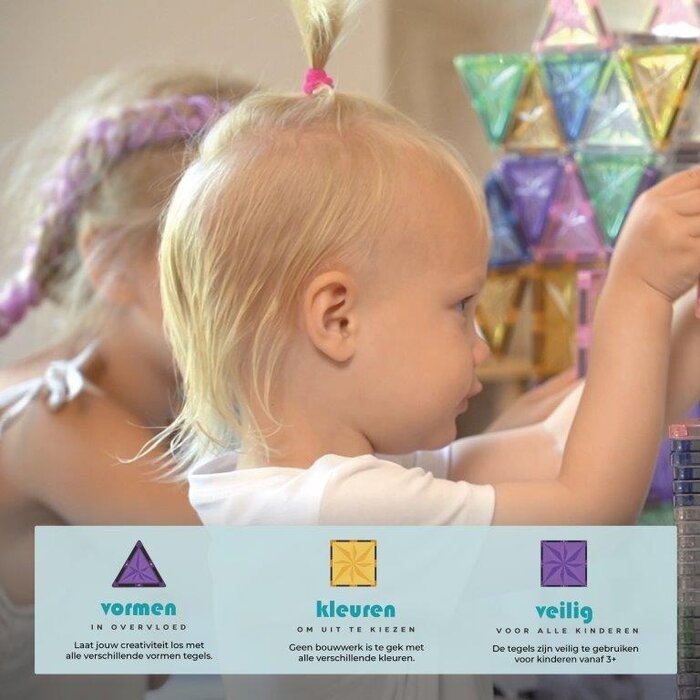 Magneticon Magnetische bouwtegels - pastel - 36 stuks