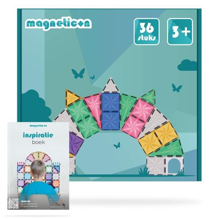 Magneticon Magnetische bouwtegels - pastel - 36 stuks