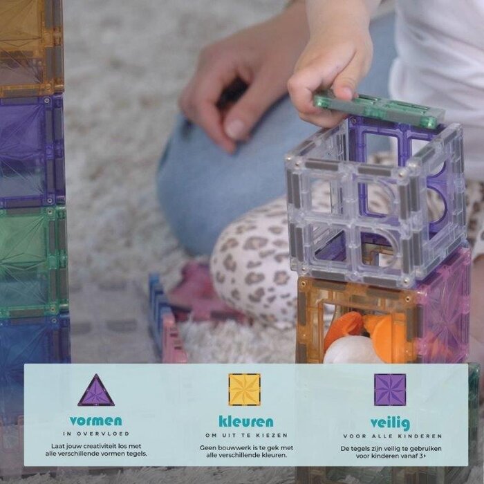 Magneticon Magnetische bouwtegels - pastel - 36 stuks