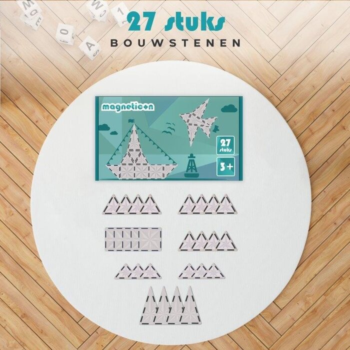 Magneticon Magnetische bouwtegels - 27 stuks - transparant