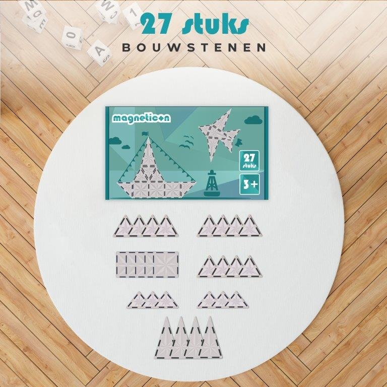Magneticon Magnetische bouwtegels - 27 stuks - transparant