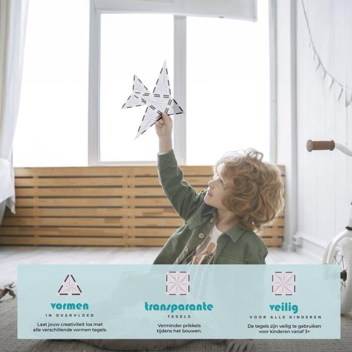 Magneticon Magnetische bouwtegels - 27 stuks - transparant