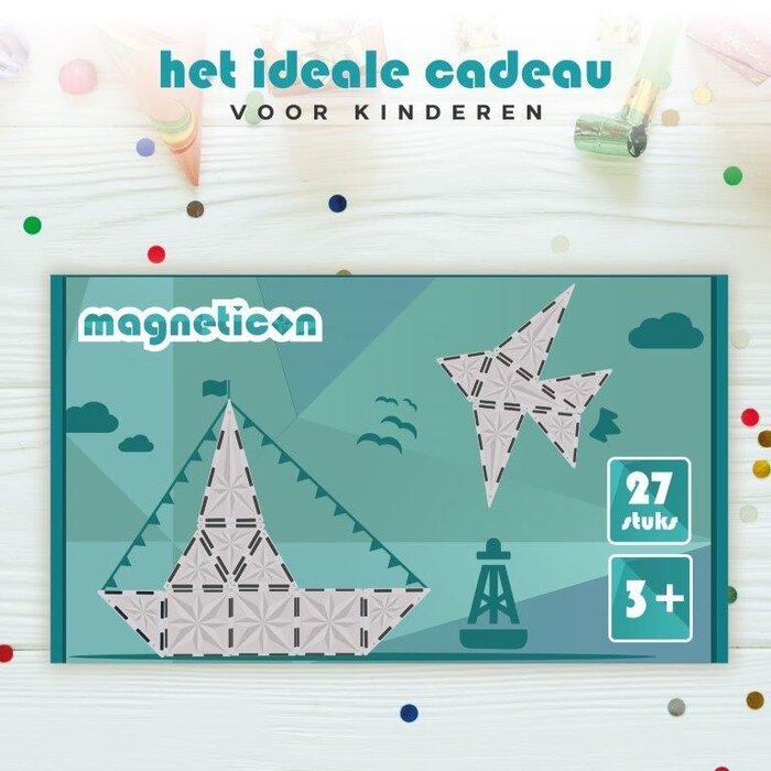 Magneticon Magnetische bouwtegels - 27 stuks - transparant