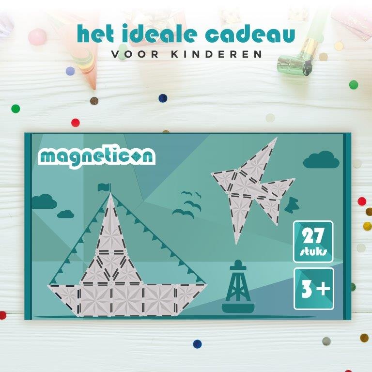 Magneticon Magnetische bouwtegels - 27 stuks - transparant