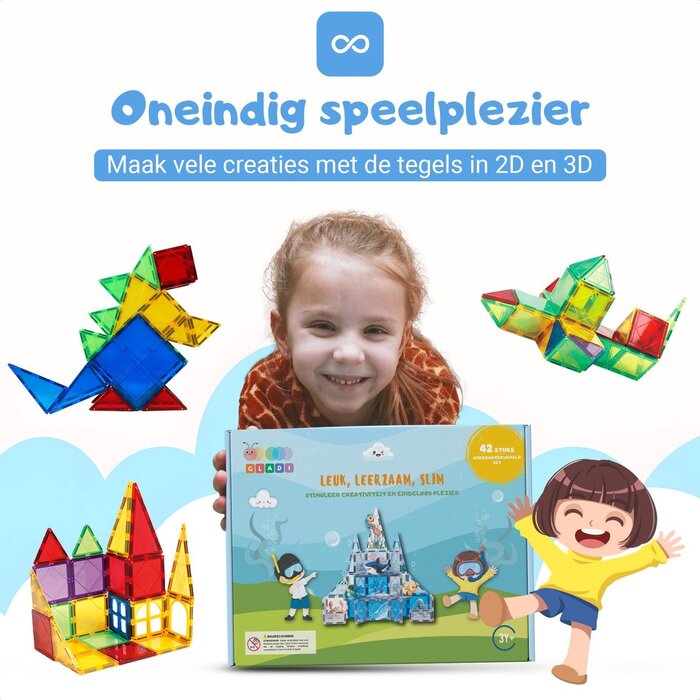 Gladi Magnetische tegels - onderwaterwereld - 42 delig