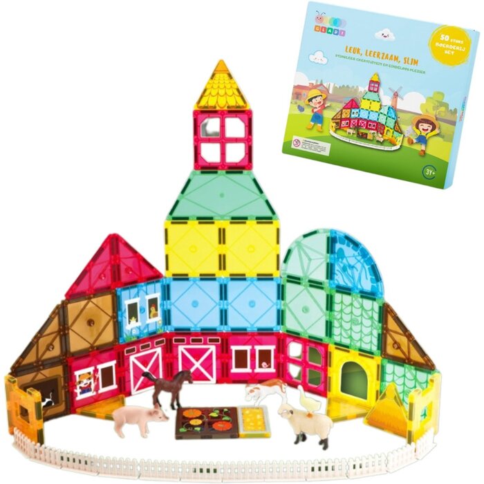 Gladi Magnetische tegels - boerderij set - 50 delig