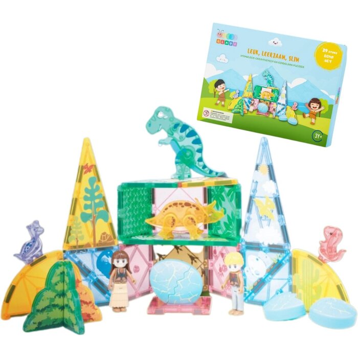 Gladi Magnetische tegels - dino set - 29 delig