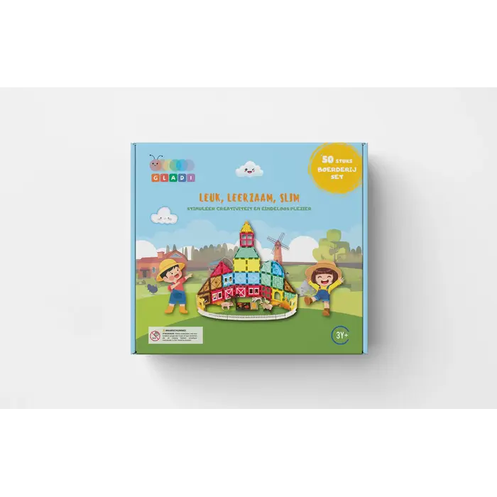 Gladi Magnetische tegels - boerderij set - 50 delig