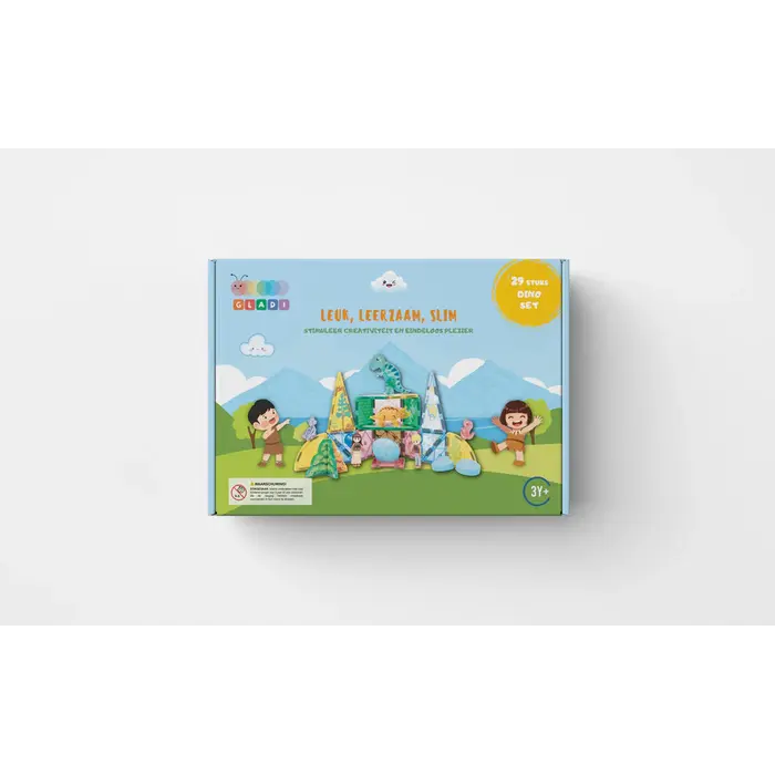 Gladi Magnetische tegels - dino set - 29 delig