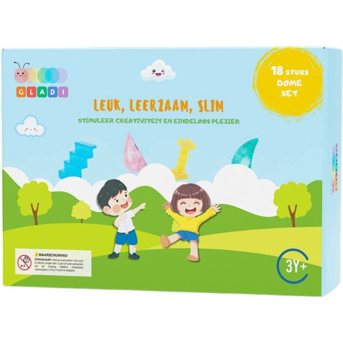 Gladi Magnetische tegels - uitbreidingsset dome - 18 delig