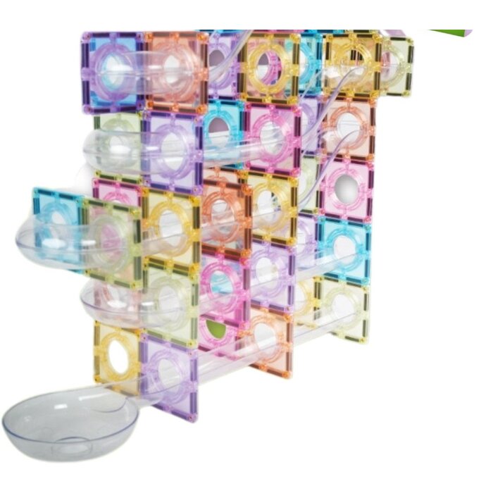 Gladi Magnetische tegels - pastel  knikkerbaan - 60 stuks