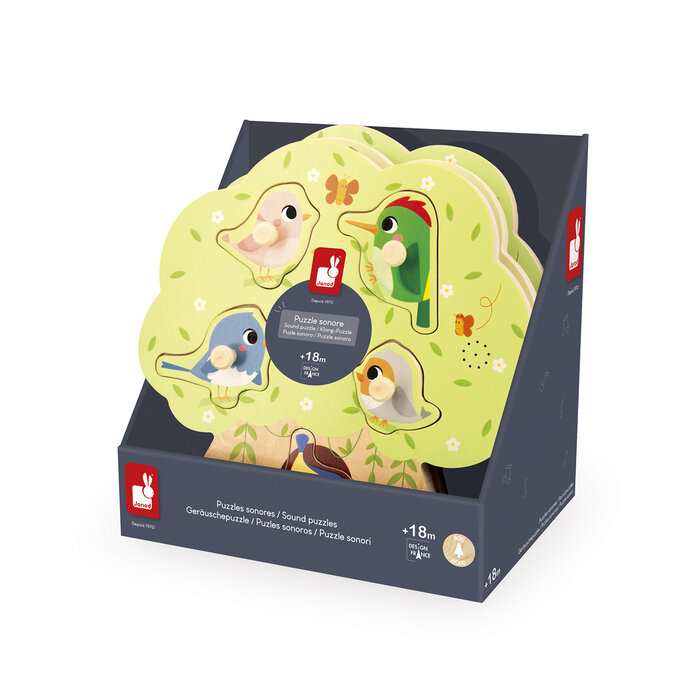 Janod Muziekpuzzel - met 5 vogelgeluiden