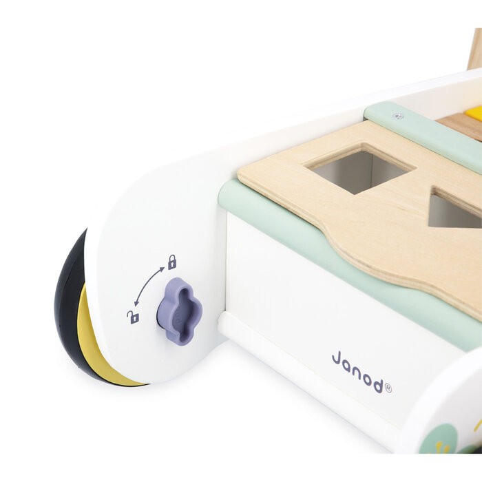 Janod Houten speelgoed - pure - loop/duw/blokkenwagen