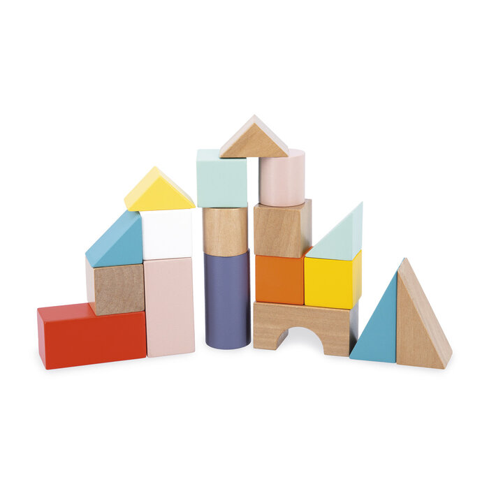 Janod Houten speelgoed - pure - loop/duw/blokkenwagen