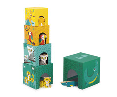 Janod Stapeltoren tropik met 5 houten diertjes