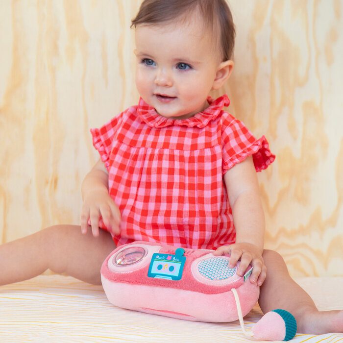 Lilliputiens stoffen radio met geluiden - Jeanne de kat