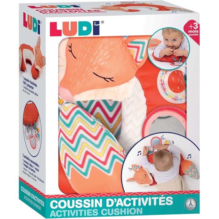 Ludi Stoffen speelgoed - activiteitenkussen - vos