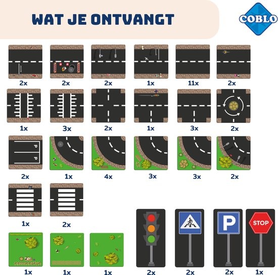 Coblo Magnetische tegels - Toppers Wegen - 60 stuks
