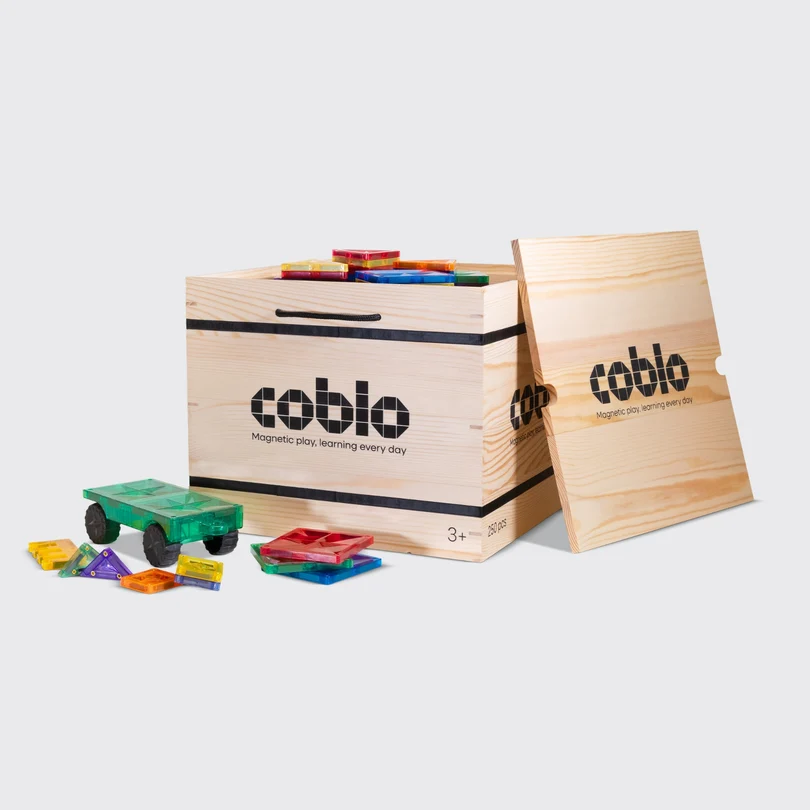 Coblo Magnetische tegels - XL set classic - 250-delig (voorheen de schoolbox)
