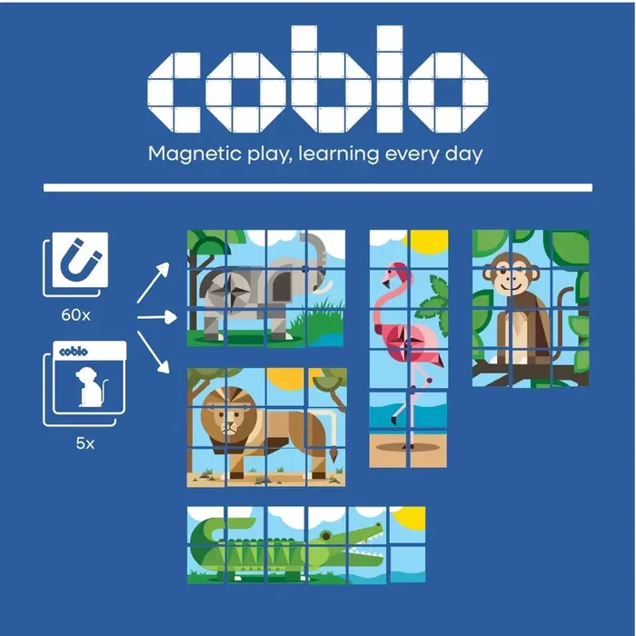 Coblo Magnetische tegels - Toppers Dieren - 60 stuks