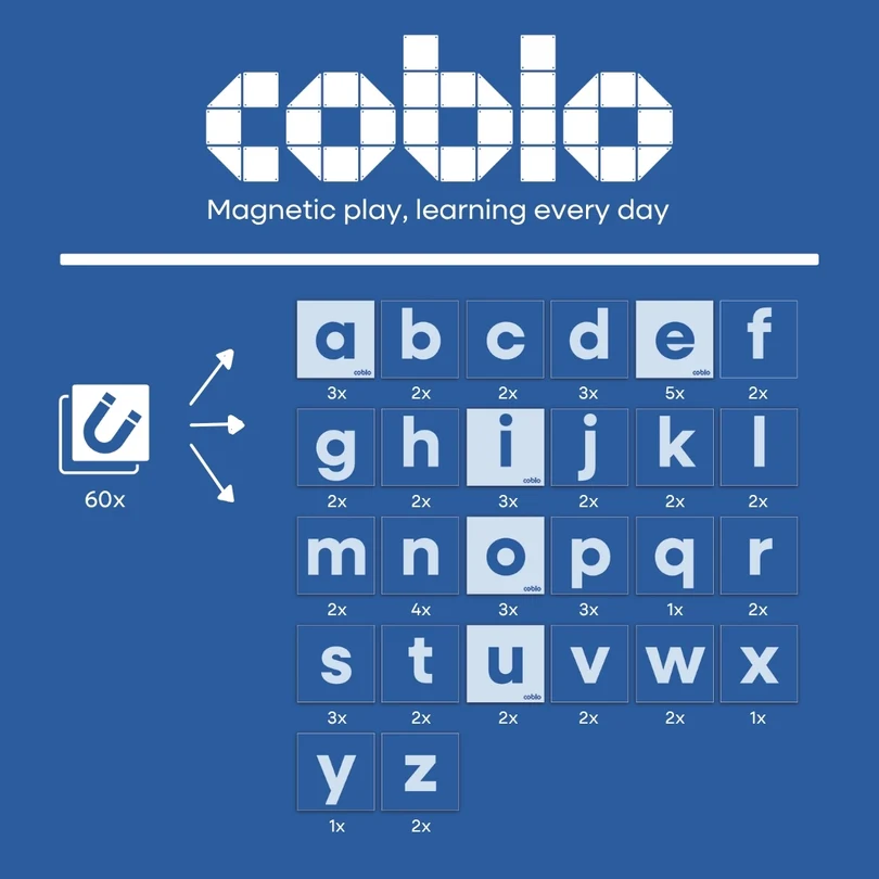Coblo Magnetische tegels - Toppers Letters - 60 stuks