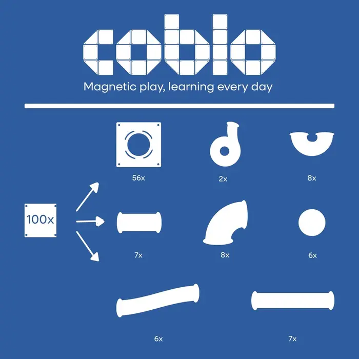 Coblo Magnetische tegels - Pastel Knikkerbaan - 100 stuks