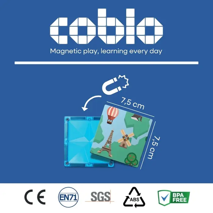 Coblo Magnetische tegels - Toppers Wereldkaart - 60 stuks