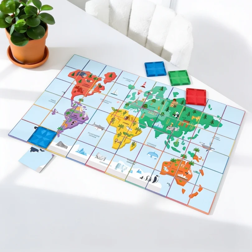 Coblo Magnetische tegels - Toppers Wereldkaart - 60 stuks