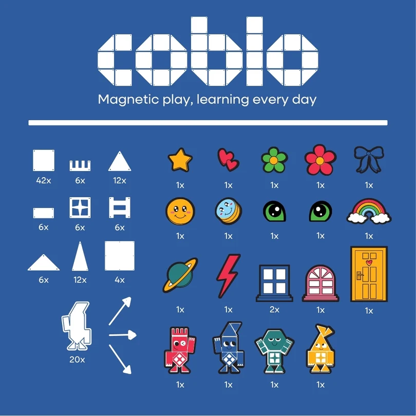 Coblo Magnetische tegels - PROMO PAK - 20 icoon Toppers GRATIS bij 100 classic stuks
