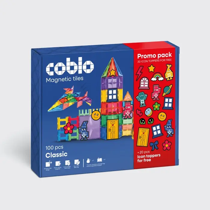 Coblo Magnetische tegels - PROMO PAK - 20 icoon Toppers GRATIS bij 100 classic stuks