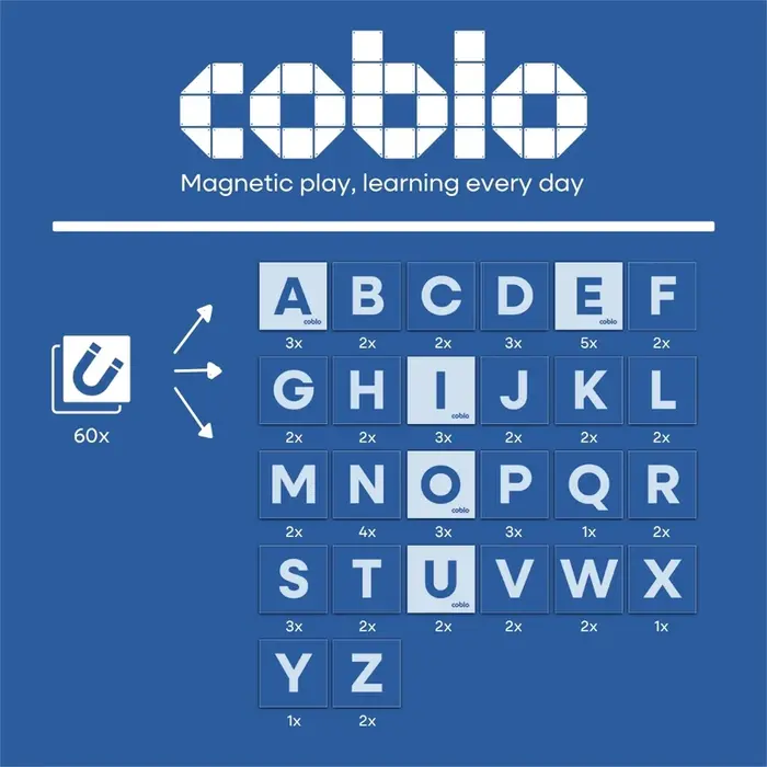 Coblo Magnetische tegels - Toppers Hoofdletters - 60 stuks