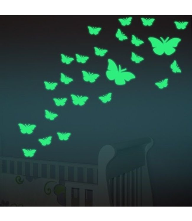 Muursticker vlinders glow in the dark