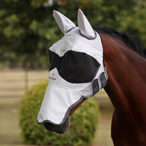 Shires FlyGuard Pro zonwerend vliegenmasker met oren en vierkante neus