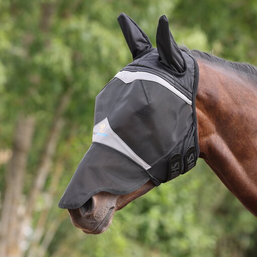 Shires FlyGuard Pro Fijnmazig Vliegenmasker met oren en neusflap