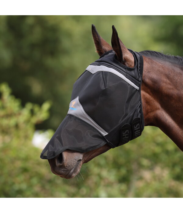 Shires FlyGuard Pro fijnmazig vliegenmasker met ooruitsparingen en neusflap