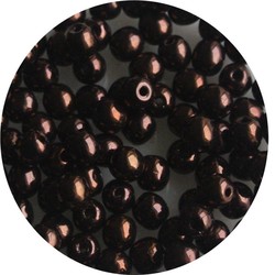 Glaskraal 4mm Rond Dark Brown Coffee 100 stuks voor